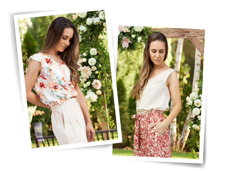 top cloe garden avec short beige et top melody avec seraphine grenade