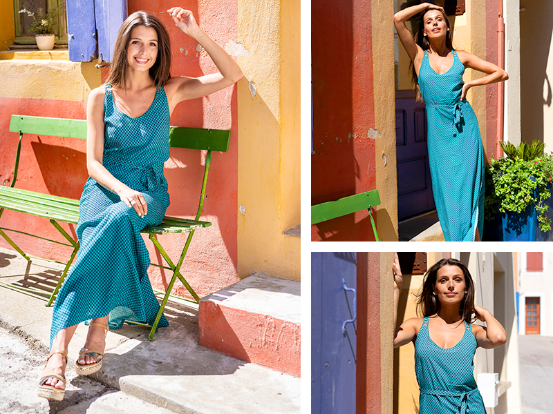 LOOK COLORÉ robe longue turquoise look travail bureau working girl woman mode femme tendance