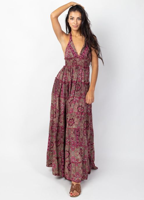 robe longue imprime gamme indienne face