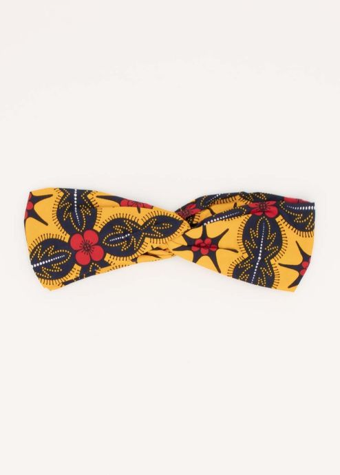 bandeau nœud imprimé africain jaune et noir