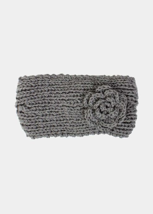 bandeau fleur paillette gris face