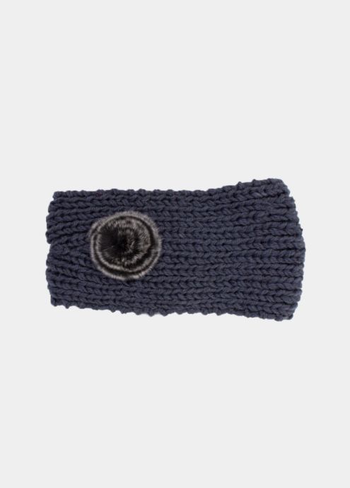 Bandeau pompon gris face