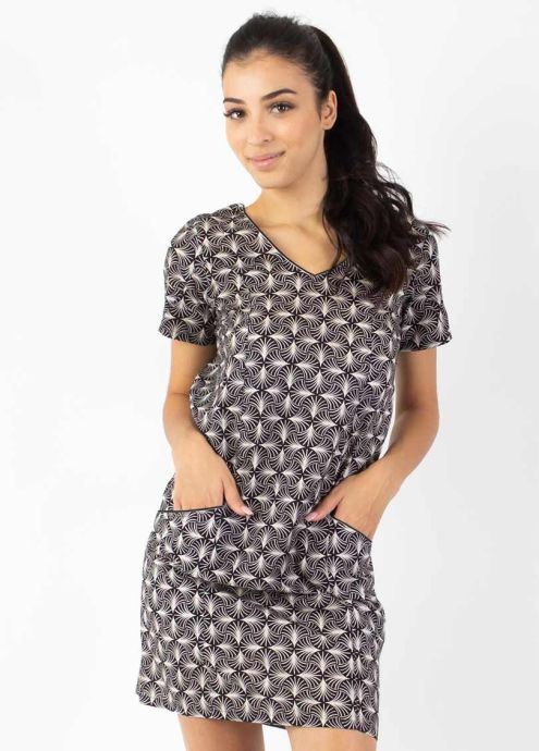 robe courte coton manches courtes avec poches zoom