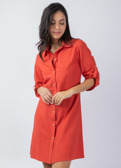 robe courte longue boutonnière col tailleur