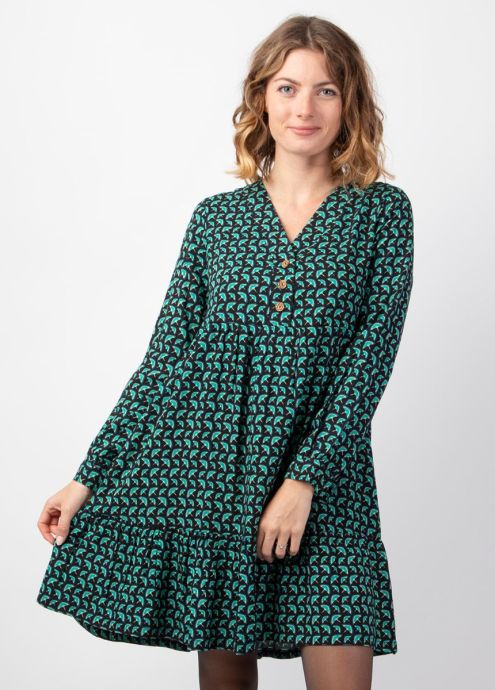 robe hiver babydoll empiècement volant au bas de la robe