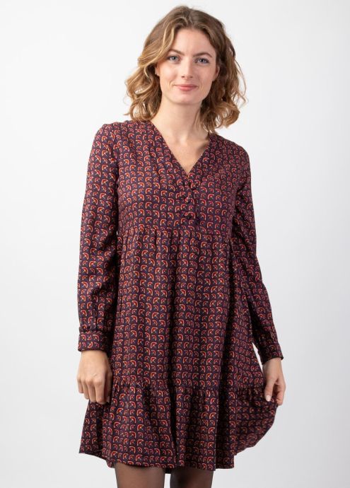 robe courte hiver babydoll empiècement volant 