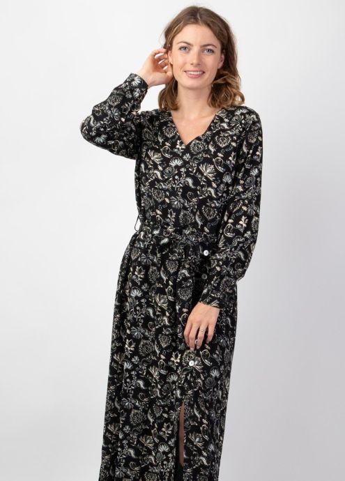 robe longue hiver manches longues en viscose zoom