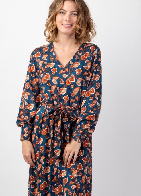 robe longue hiver motif fleuri zoom