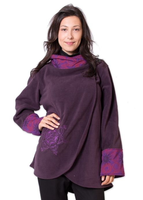 veste polaire femme col montant violet