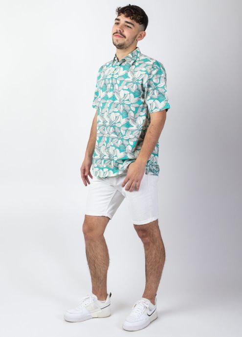 chemise homme été manches courtes imprimé jungle vert face