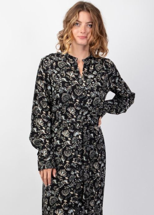 robe longue chemise col mao