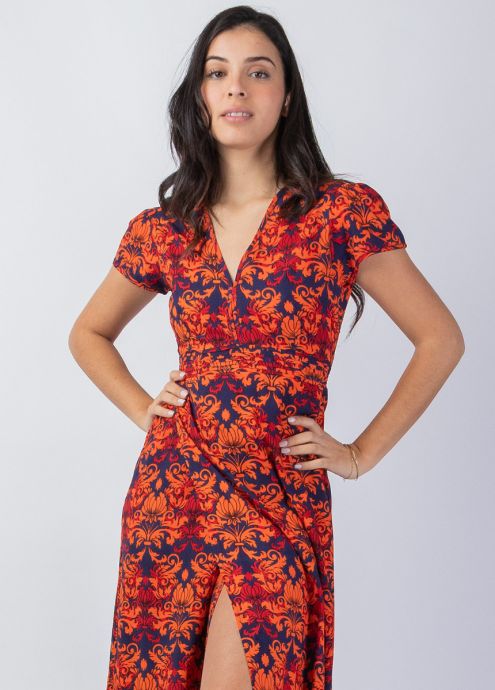 robe longue femme été coupe droite cintrée zoom