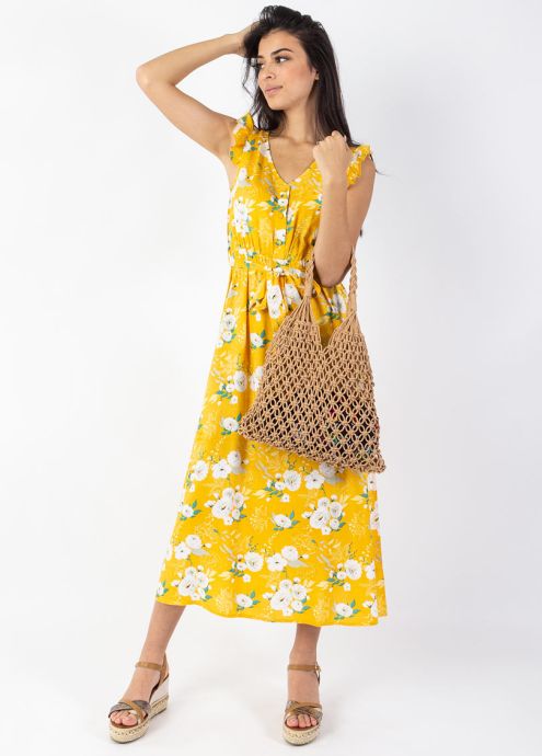 sac filet deux anses beige porté main ou épaule