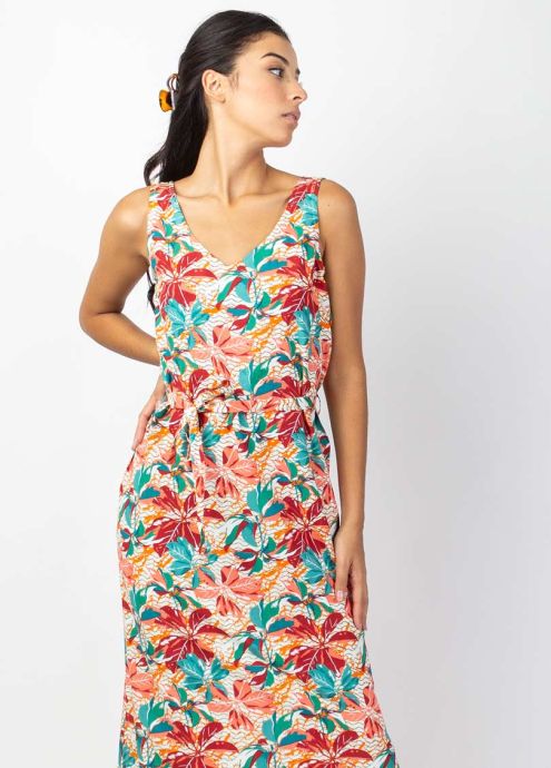 robe longue motif tropical coloré zoom