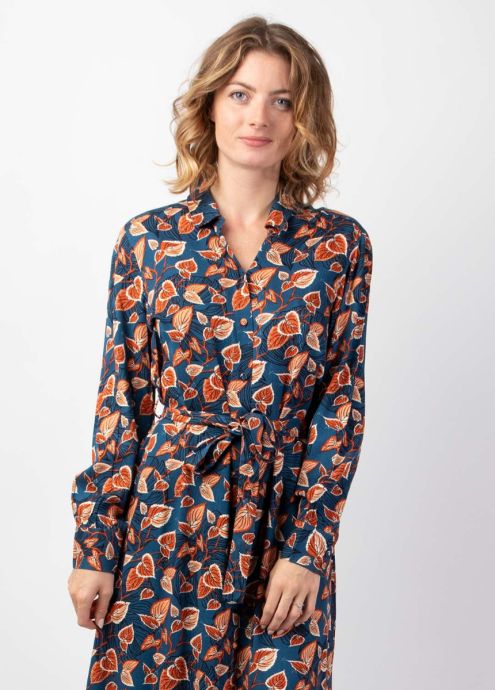 robe longue hiver bleu manches longues zoom