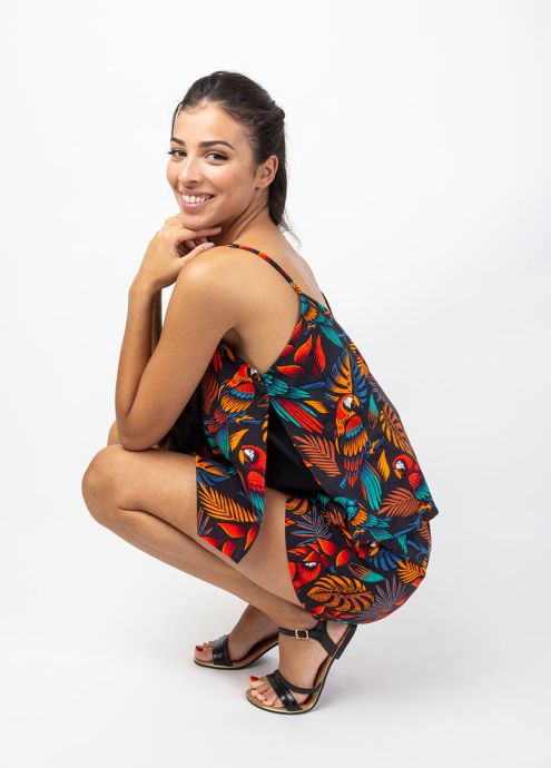 combi short fines bretelles réglables top fendu zoom