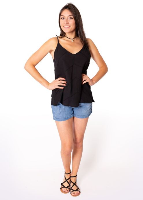 Top fines bretelles 100% coton ADELINE noir