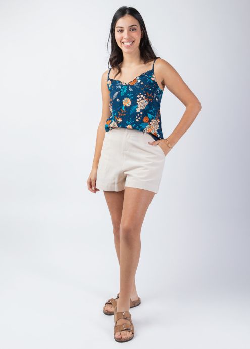 top court été fines bretelles imprimé fleuri face