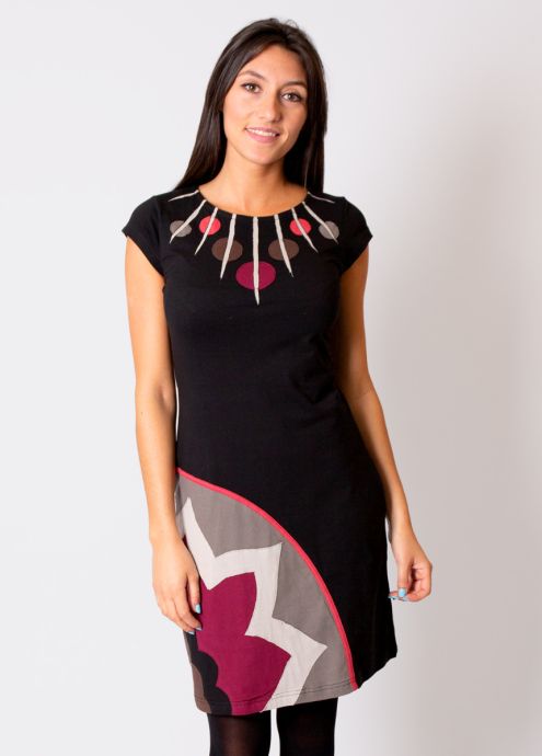 robe courte hiver coupe droite manches courtes