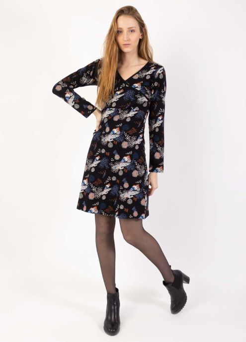 robe courte hiver coton col v face