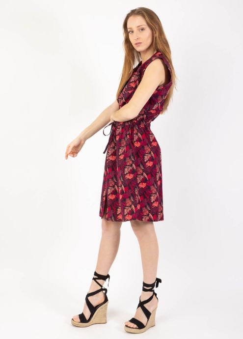 robe chemise imprimé exotique prune profil