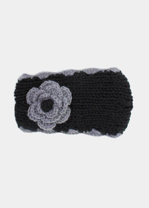 bandeau fleur gris hiver femme face