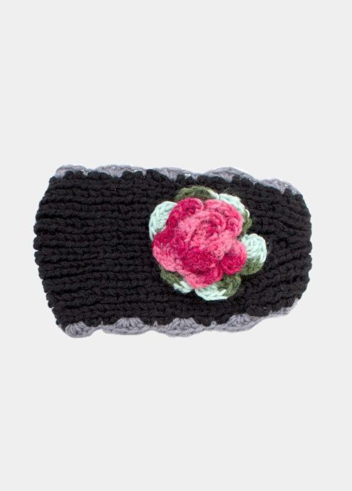 bandeau noir fleur coloré femme hiver face