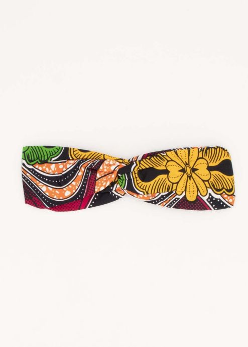 bandeau nœud style africain imprimé jaune