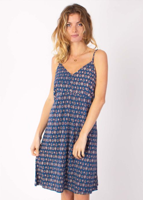 robe courte viscose marine zoom