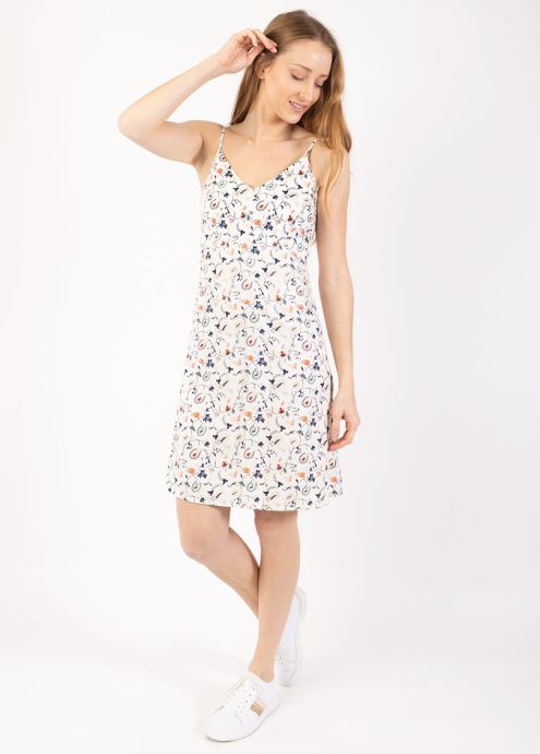 robe fines bretelles blanche fleurie face