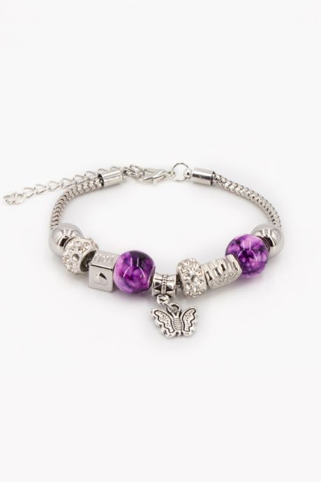 Bracelet fantaisie breloques violet