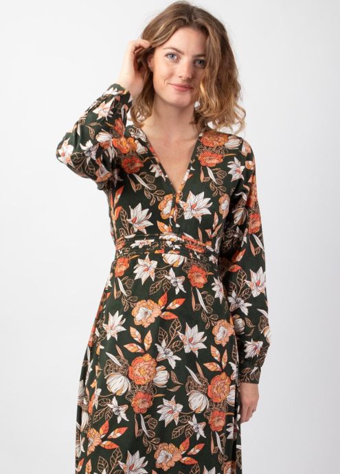 robe longue encolure en v face