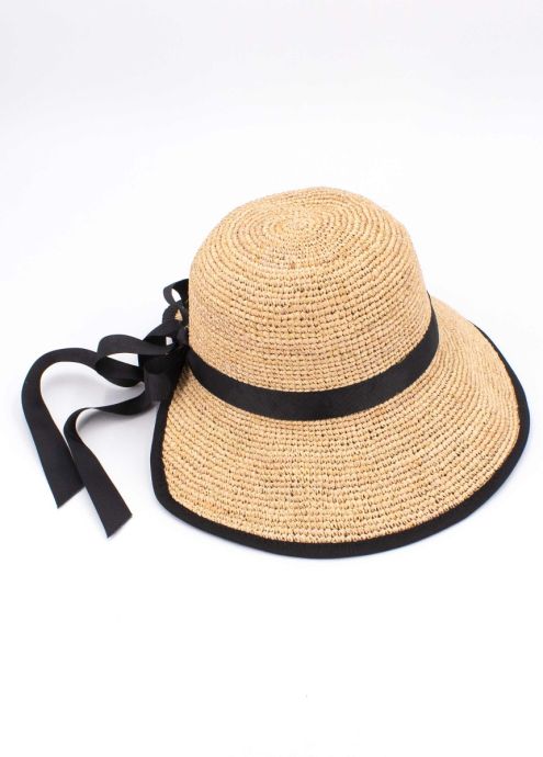 chapeau tatihou beige et ruban noir