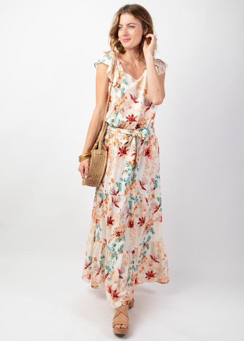 jupe longue femme été motif fleuri bohème chic taille élastiquée face