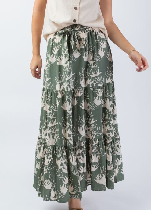 jupe longue femme été imprimé fleuri fleur de lotus zoom