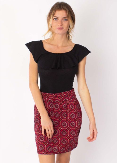 jupe coton bordeaux zoom