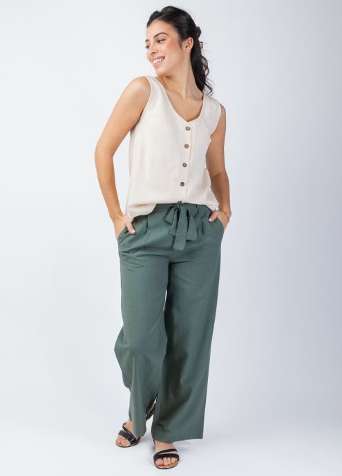 top été larges bretelles uni beige face