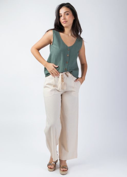 top été larges bretelles uni kaki face