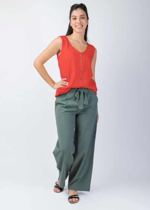 top été larges bretelles uni terracotta face