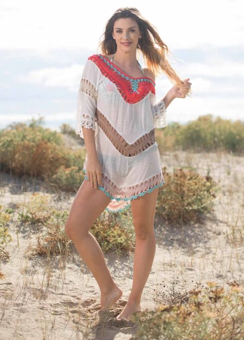 Tunique plage crochet Cuzco blanche
