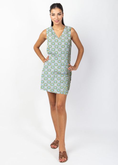 robe courte motif ethnique en coton encolure en v