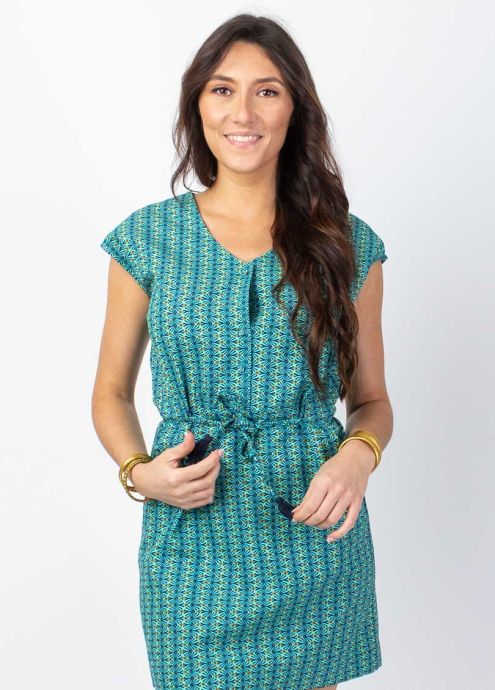 robe courte en coton motif ethnique graphique zoom