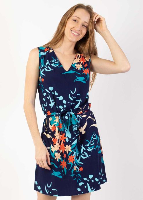 robe courte larges bretelles motifs originaux zoom