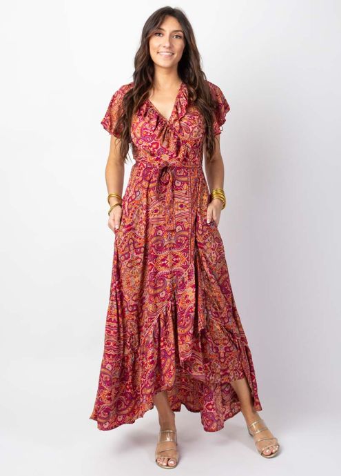 Robe longue bohème cache cœur face