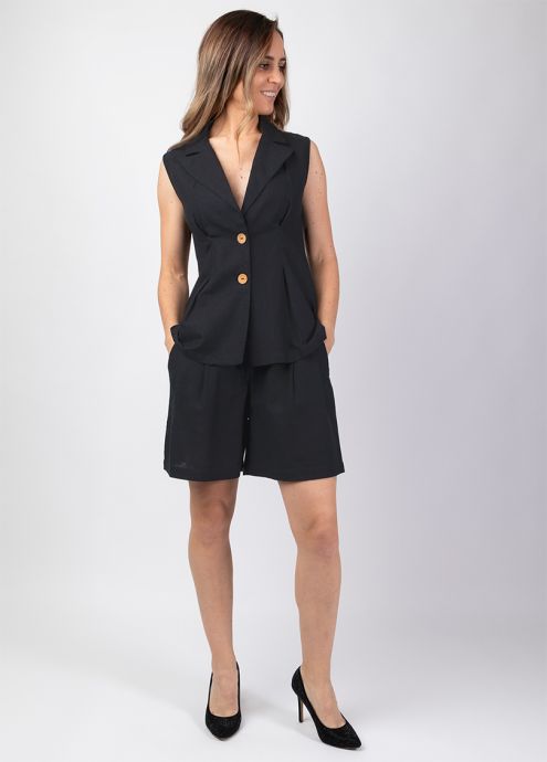 top uni noir col tailleur face