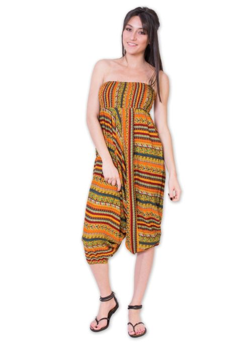 sarouel viscose femme motif fleuri orange