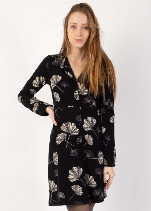 robe chemise hiver noire et grise zoom