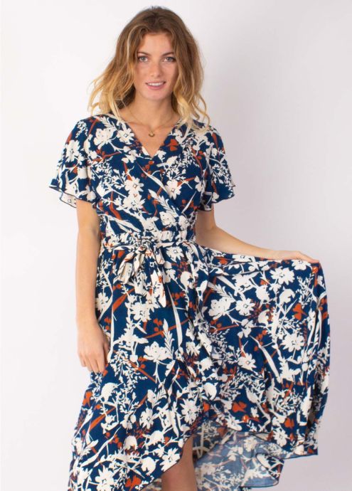 robe longue jessica imprimé 27 marine