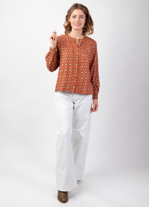 chemisier hiver court manches longues en viscose col mao