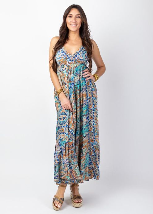 robe longue fluide fines bretelles face